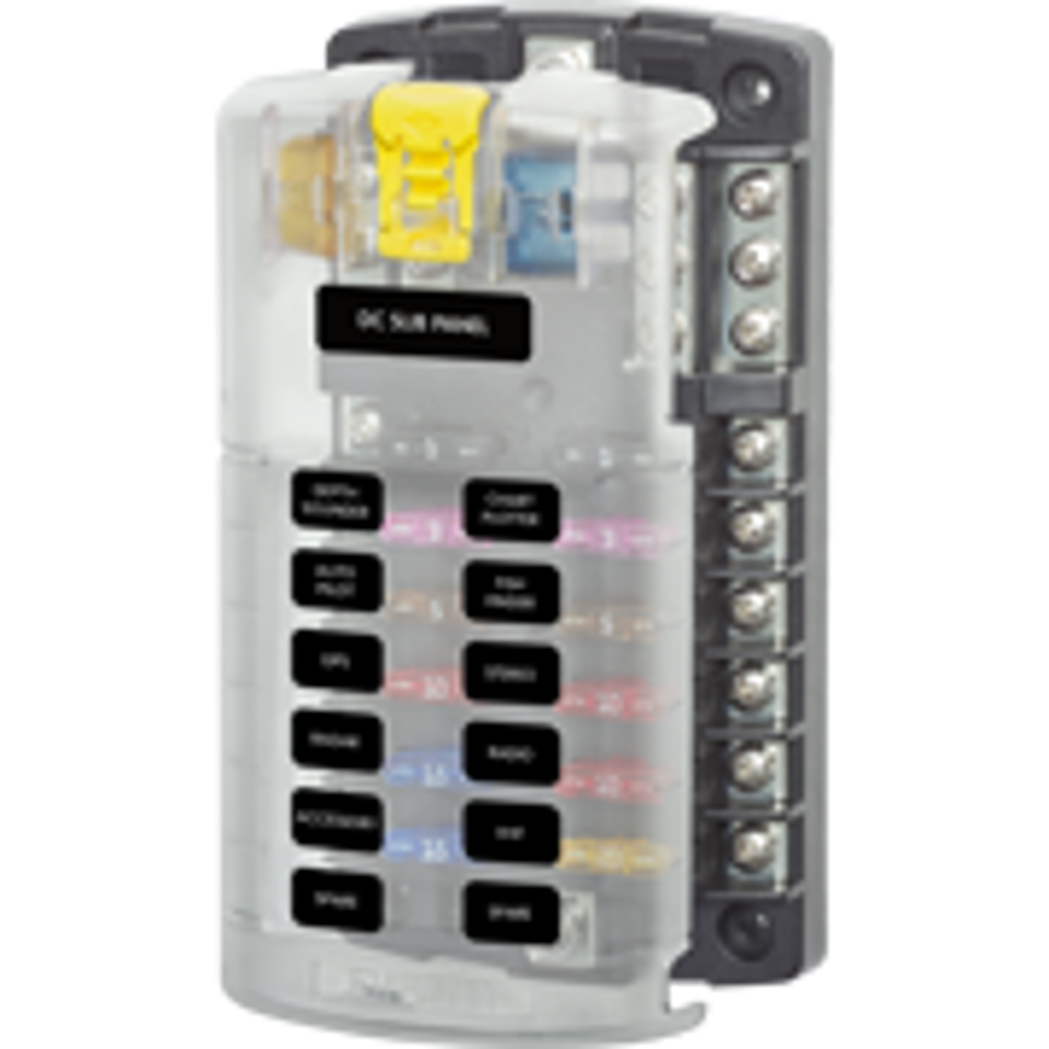 ST Blade Fuse Block - 12 Circuits with Negative Bus and Cover - Blue Sea