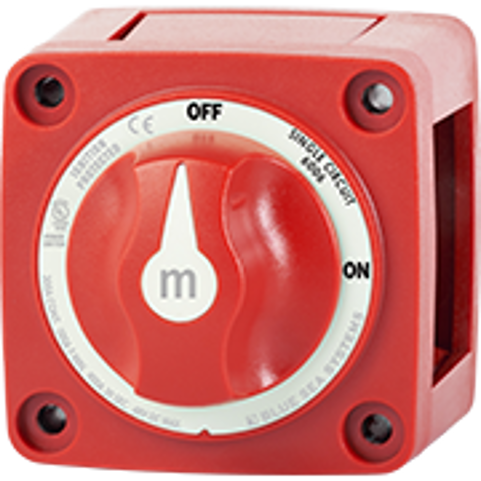 Mini On-Off Battery Switch Disconnect with Knob, M-Series - RED - Blue Sea