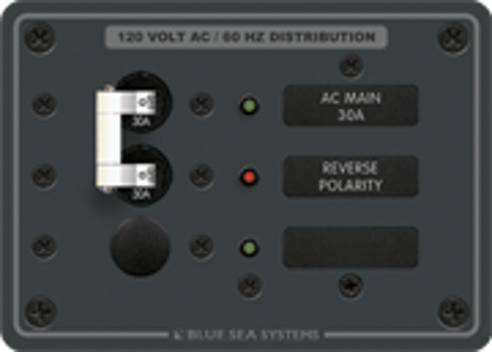 Traditional Metal Panel, AC Main 1 Positions 120VAC 30A - Blue Sea