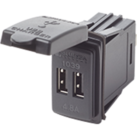 Dual USB Charger; Switch Mount 12-24VDC 4.8A - Blue Sea