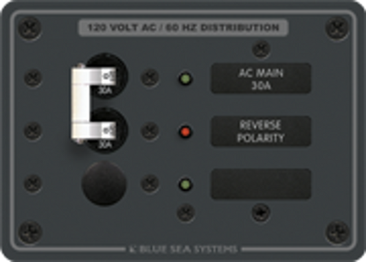 Traditional Metal Panel, AC Main 1 Positions 120VAC 30A - Blue Sea