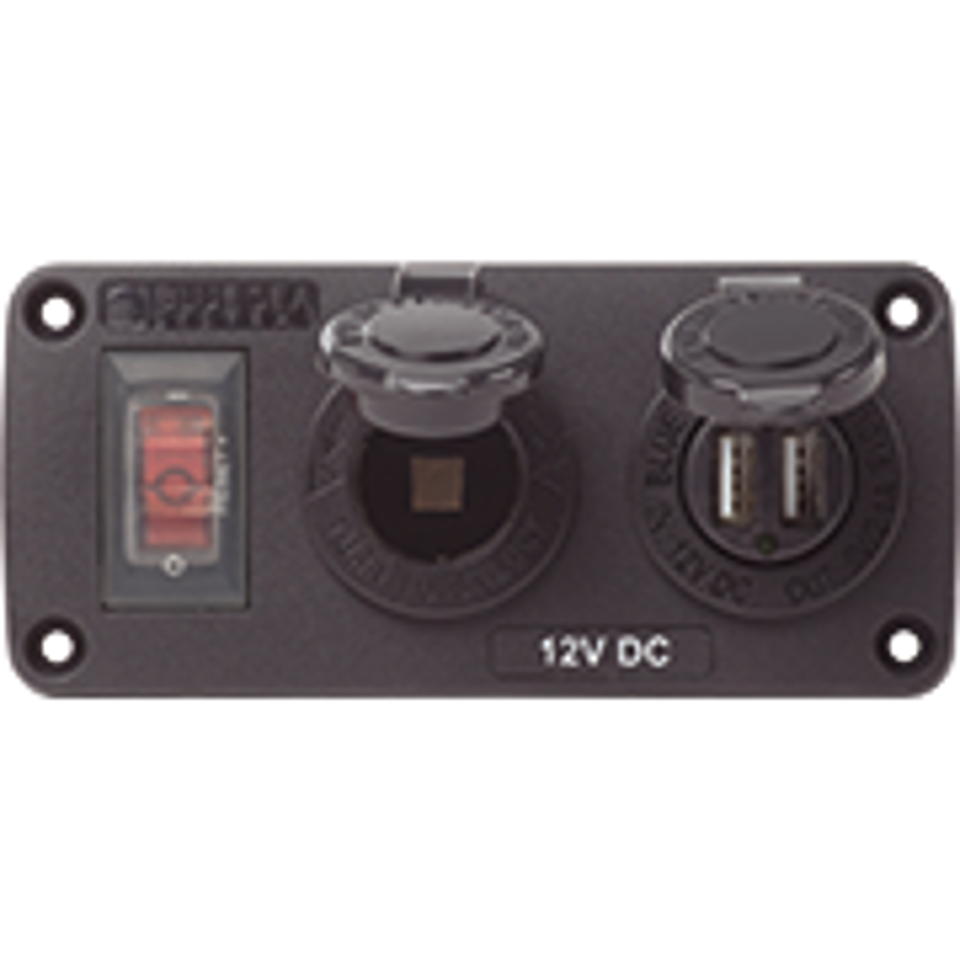 Panel USB & SCKT, Water Resistant , Blue Sea