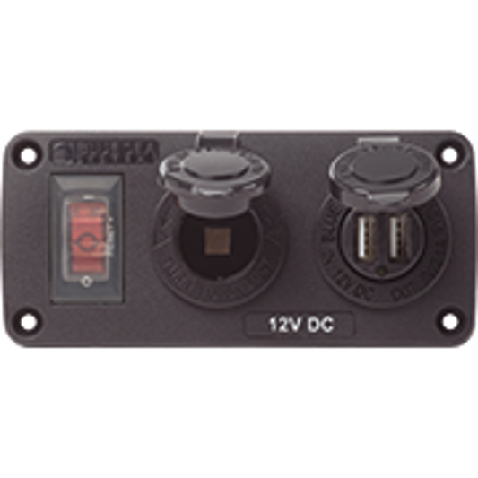 Panel USB & SCKT, Water Resistant , Blue Sea