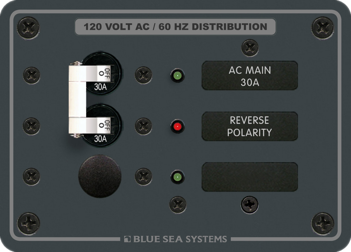 Traditional Metal Panel, AC Main 1 Positions 120VAC 30A - Blue Sea