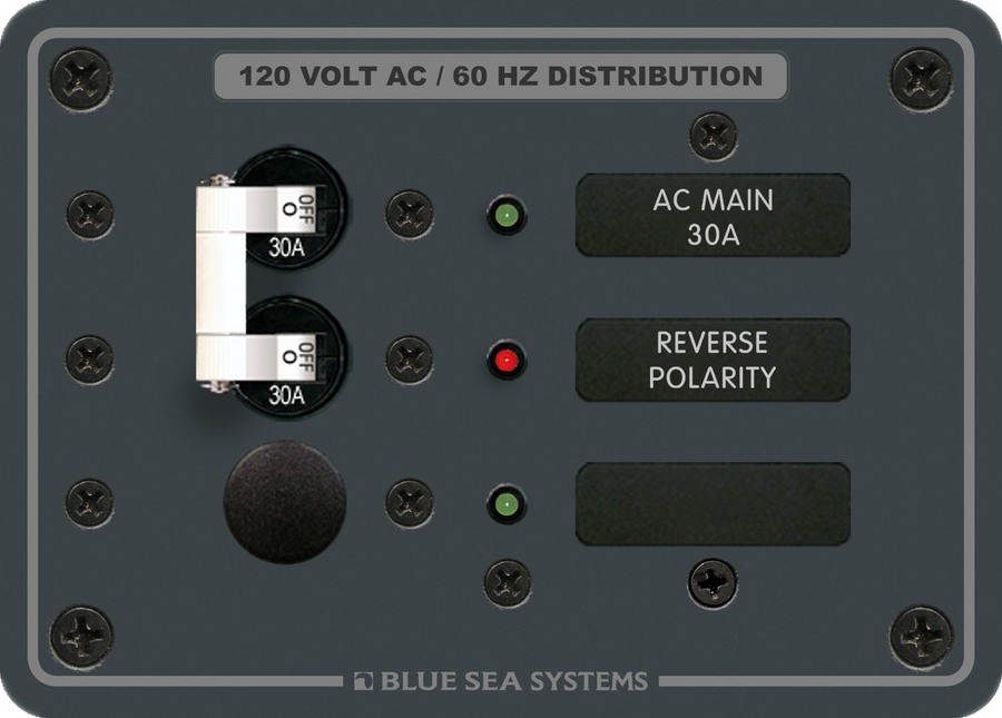 Traditional Metal Panel, AC Main 1 Positions 120VAC 30A - Blue Sea