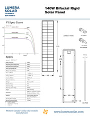 Lumera Solar 140W “Long & Skinny” BiFacial 12V Solar Panel | Canadian Made