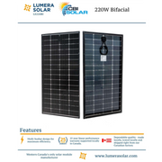 Lumera 220W BiFacial 12V M6 Solar Panel | Canadian Made