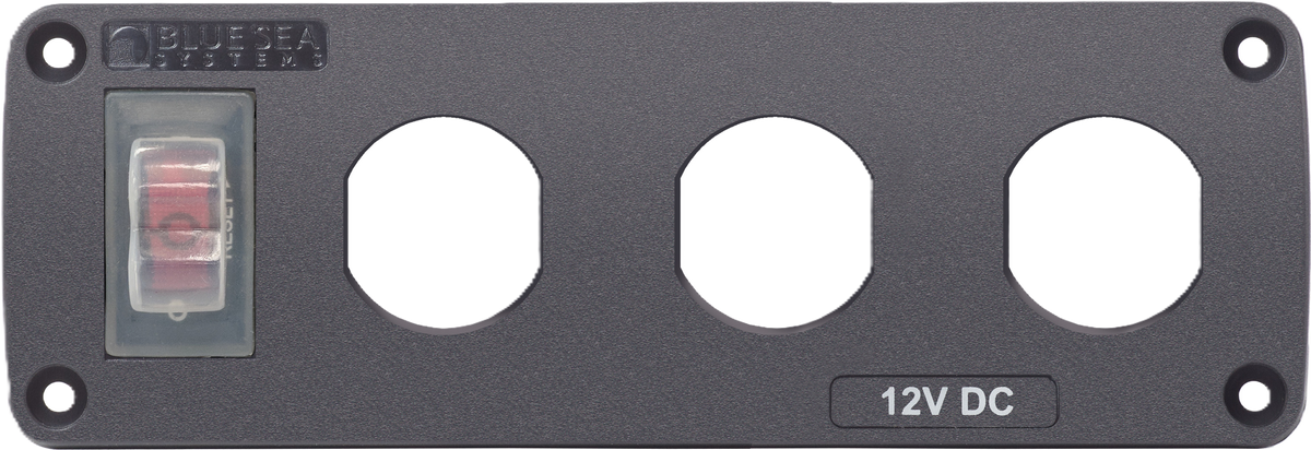 Water-Resistant Accessory Panel - 15A Circuit Breaker, 3x Blank Apertures - Blue Sea