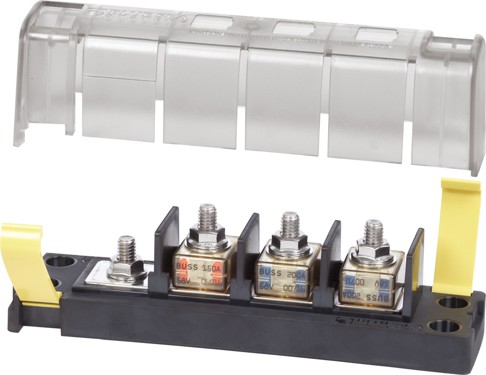 MRBF Surface Mount Fuse Block, four post, Common Source,58VDC, 240A per Circuit/300A per Block - Blue Sea