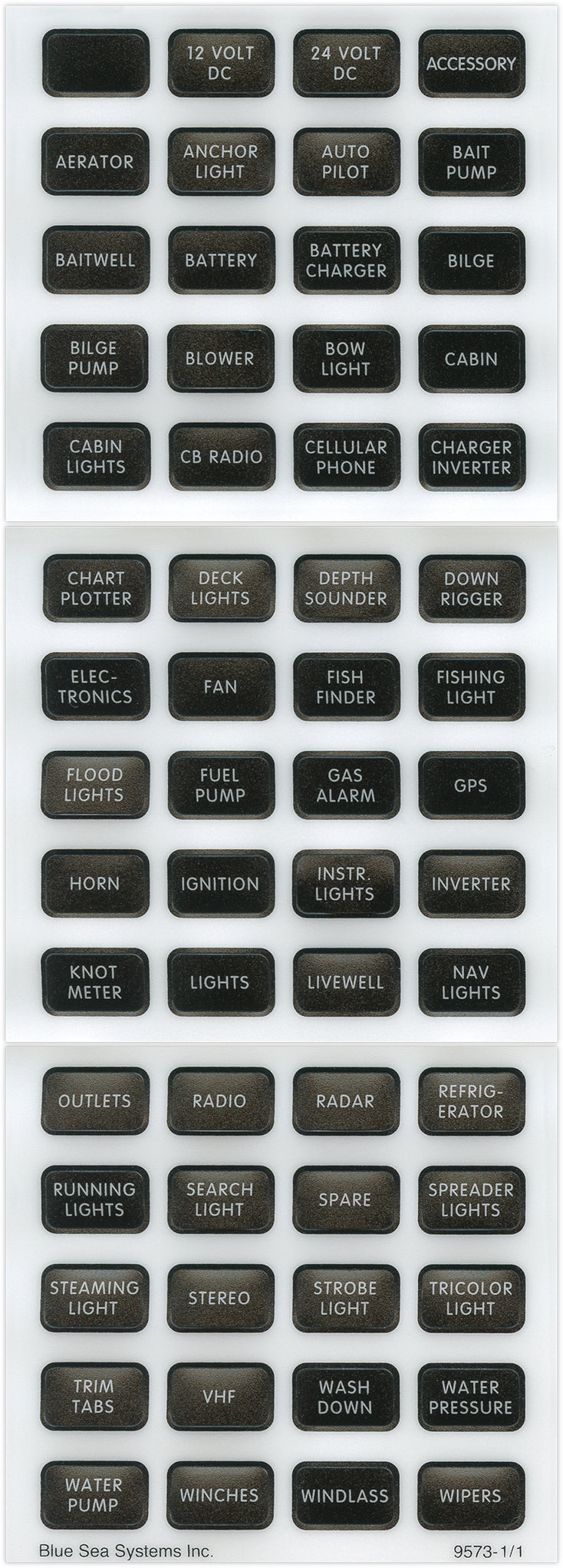 Label Kit DC H2O Compact, for Fuse Blocks (5025, 2056, 5029), Blue Sea