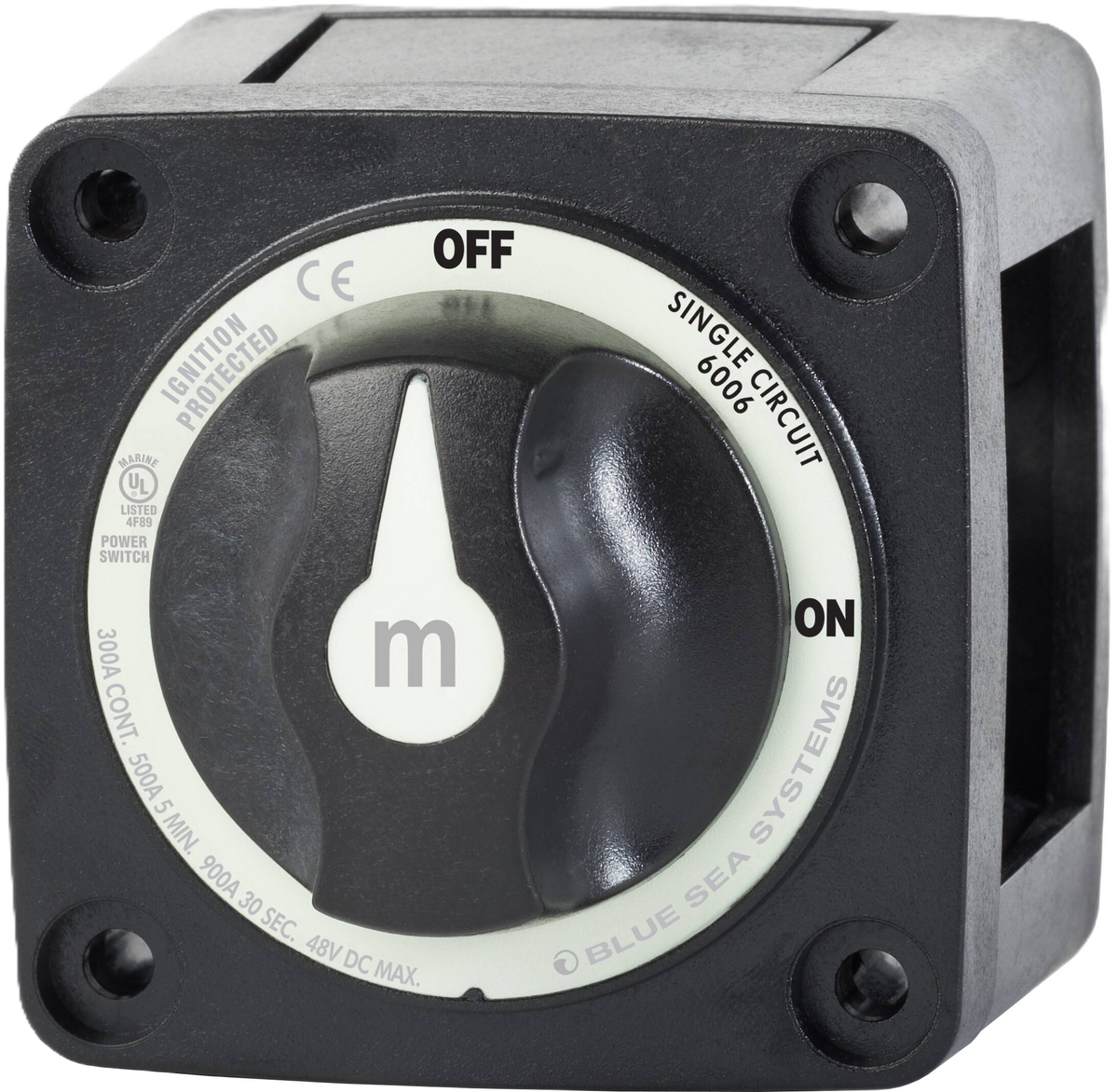 Mini On-Off Battery Switch Disconnect with Knob, M-Series - Black - Blue Sea