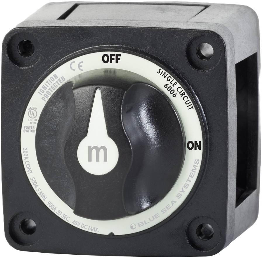 Mini On-Off Battery Switch Disconnect with Knob, M-Series - Black - Blue Sea