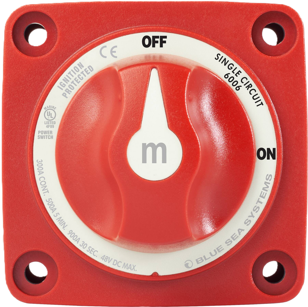 Mini On-Off Battery Switch Disconnect  with Knob, M-Series - RED - Blue Sea