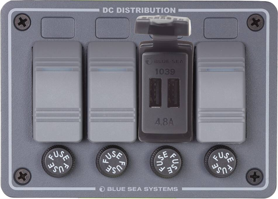 Dual USB Charger; Switch Mount 12-24VDC 4.8A - Blue Sea