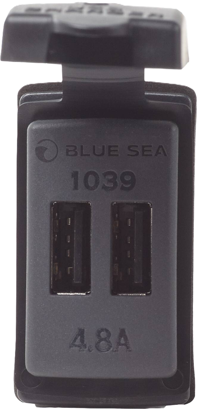 Dual USB Charger; Switch Mount 12-24VDC 4.8A - Blue Sea