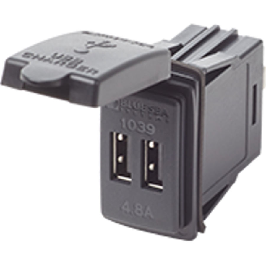 Dual USB Charger; Switch Mount 12-24VDC 4.8A - Blue Sea