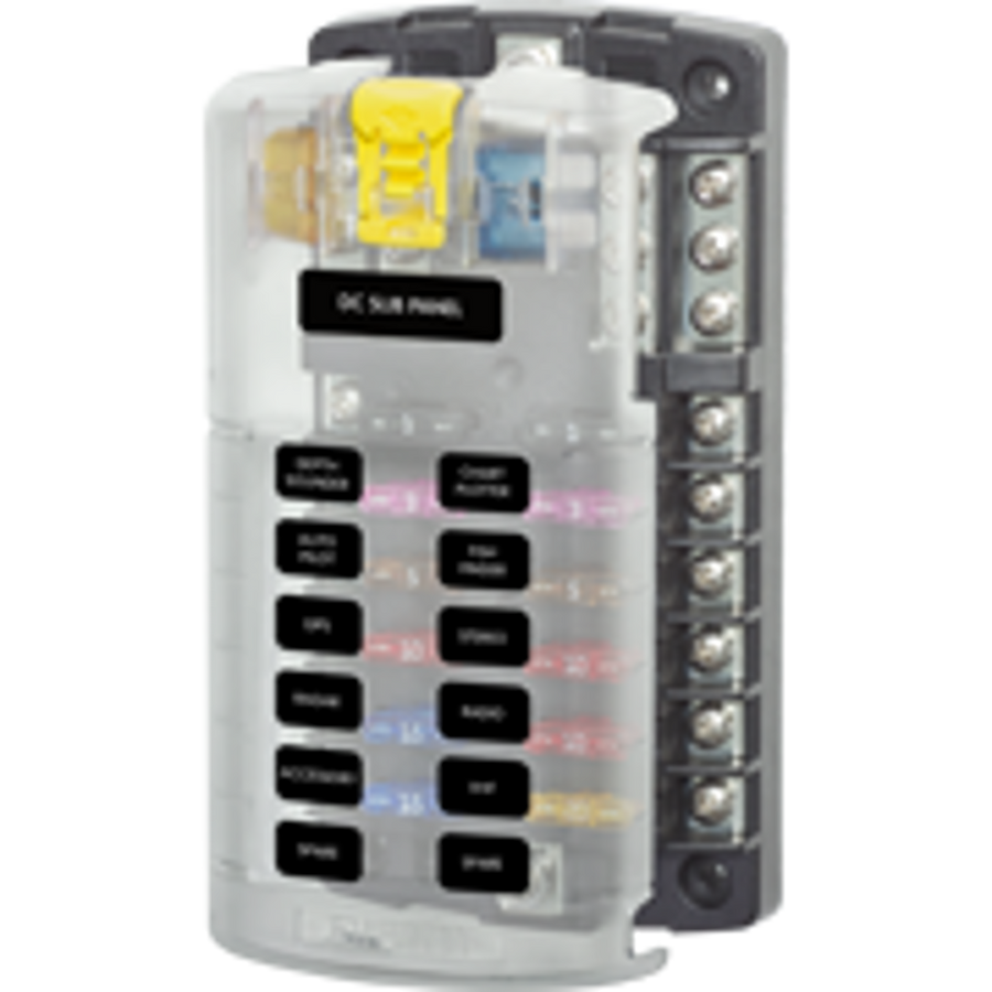ST Blade Fuse Block - 12 Circuits with Negative Bus and Cover - Blue Sea