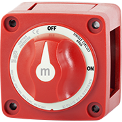 Mini On-Off Battery Switch Disconnect  with Knob, M-Series - RED - Blue Sea