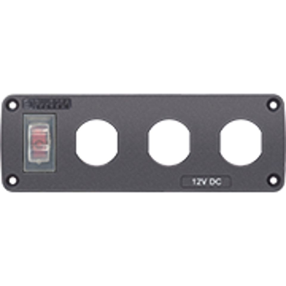 Water-Resistant Accessory Panel - 15A Circuit Breaker, 3x Blank Apertures - Blue Sea