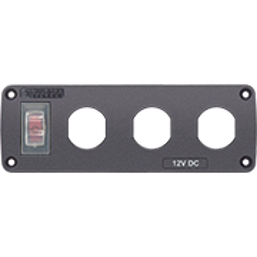Water-Resistant Accessory Panel - 15A Circuit Breaker, 3x Blank Apertures - Blue Sea