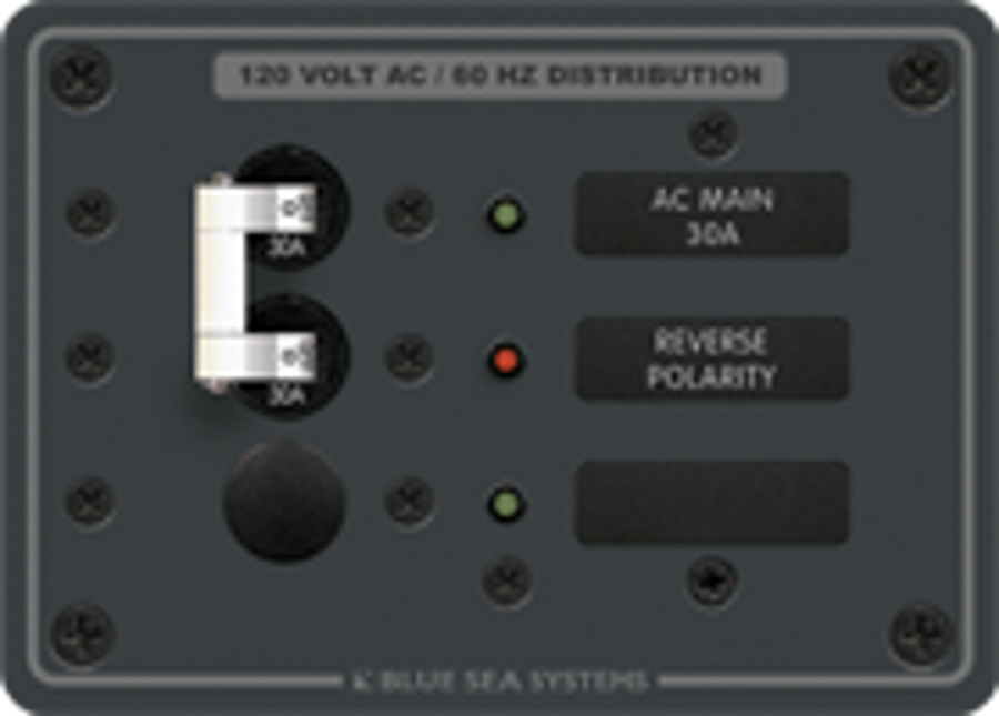 Traditional Metal Panel, AC Main 1 Positions 120VAC 30A - Blue Sea